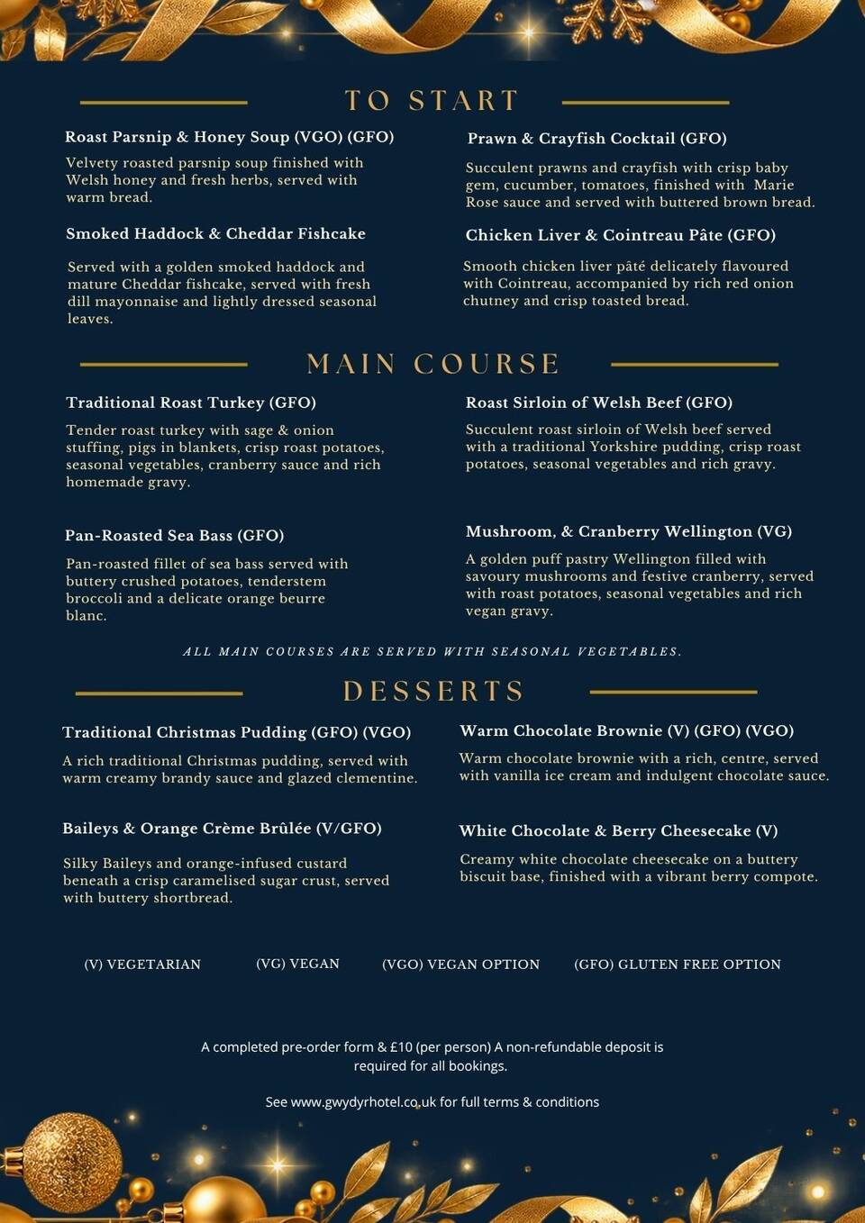 Christmas Party & Meal Menu