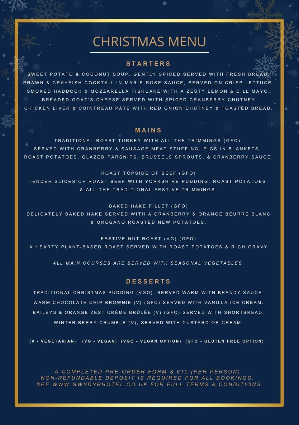 Christmas Party & Meal Menu